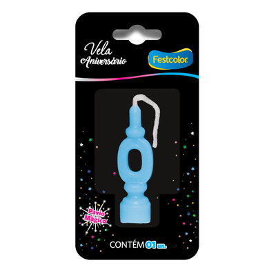 Produto Festcolor - VELA ANIVERSÁRIO AZUL N° 0