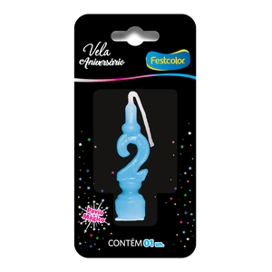 VELA ANIVERSÁRIO AZUL N° 2