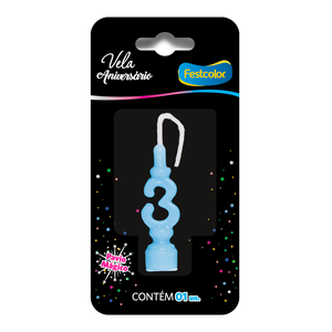 VELA ANIVERSÁRIO AZUL N° 3