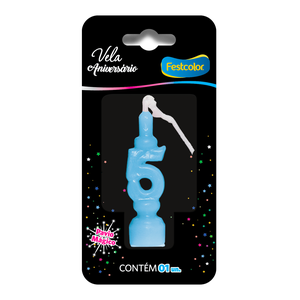 VELA ANIVERSÁRIO AZUL N° 5