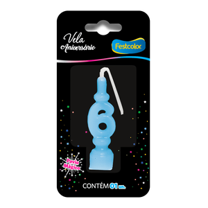 VELA ANIVERSÁRIO AZUL N° 6