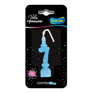 VELA ANIVERSÁRIO AZUL N° 7