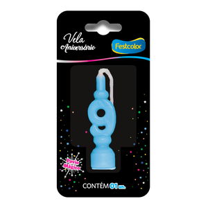 VELA ANIVERSÁRIO AZUL N° 9
