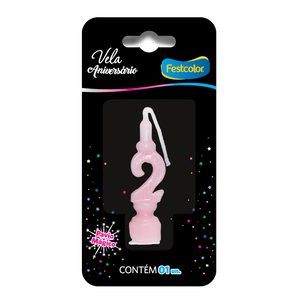 VELA ANIVERSÁRIO ROSA N° 2