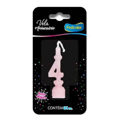 Produto Festcolor - VELA ANIVERSÁRIO ROSA N° 4
