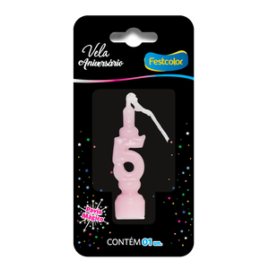 VELA ANIVERSÁRIO ROSA N° 5