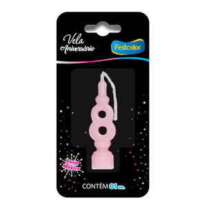 VELA ANIVERSÁRIO ROSA N° 8
