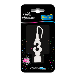 VELA ANIVERSÁRIO BRANCA N° 3