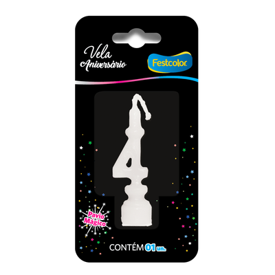 Produto Festcolor - VELA ANIVERSÁRIO BRANCA N° 4