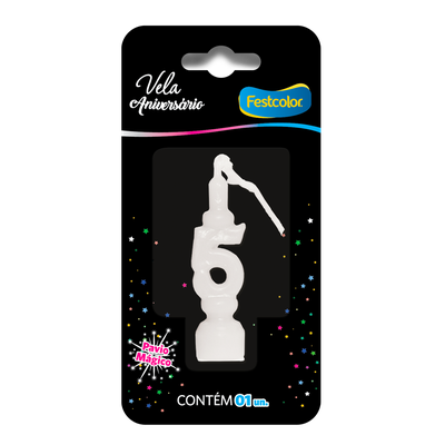 Produto Festcolor - VELA ANIVERSÁRIO BRANCA N° 5