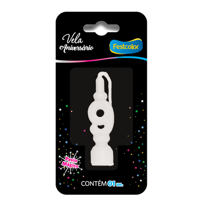 Produto Festcolor - VELA ANIVERSÁRIO BRANCA N° 9
