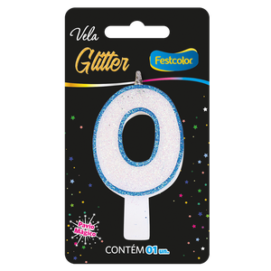 VELA GLITTER AZUL N° 0