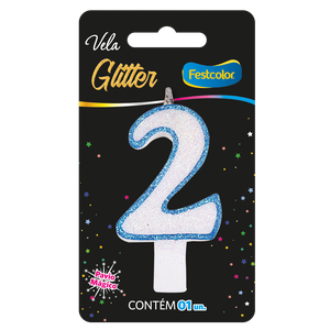 VELA GLITTER AZUL N° 2