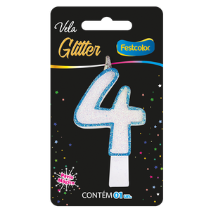 VELA GLITTER AZUL N° 4