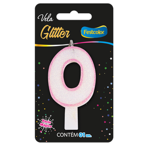 VELA GLITTER ROSA N° 0