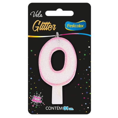 Produto Festcolor - VELA GLITTER ROSA N° 0