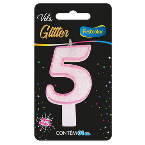 VELA GLITTER ROSA N° 5