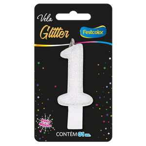 VELA GLITTER BRANCA N° 1