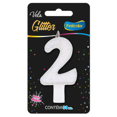Produto Festcolor - VELA GLITTER BRANCA N° 2