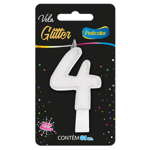 VELA GLITTER BRANCA N° 4
