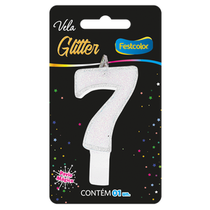 VELA GLITTER BRANCA N° 7