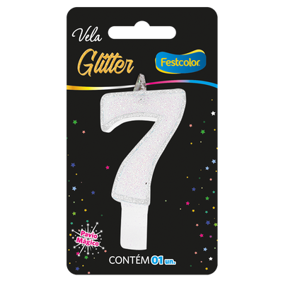 Produto Festcolor - VELA GLITTER BRANCA N° 7