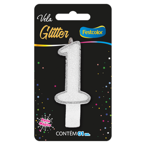 VELA GLITTER PRATA N° 1