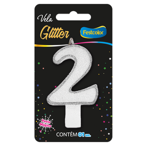 VELA GLITTER PRATA N° 2