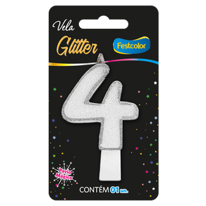 VELA GLITTER PRATA N° 4