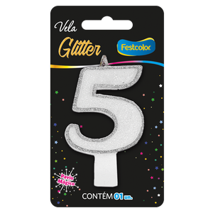 VELA GLITTER PRATA N° 5