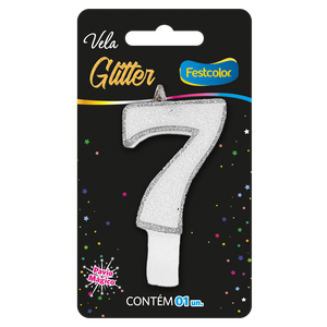 VELA GLITTER PRATA N° 7
