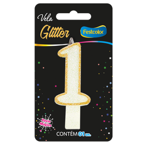 VELA GLITTER DOURADO N° 1