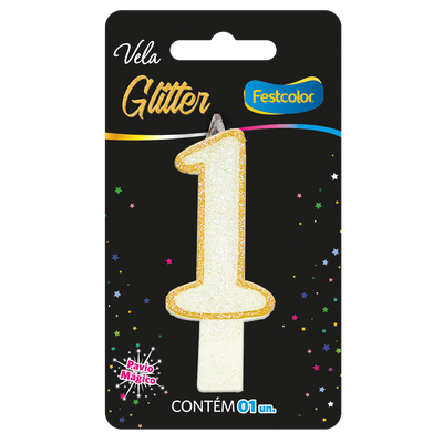 Produto Festcolor - VELA GLITTER DOURADO N° 1