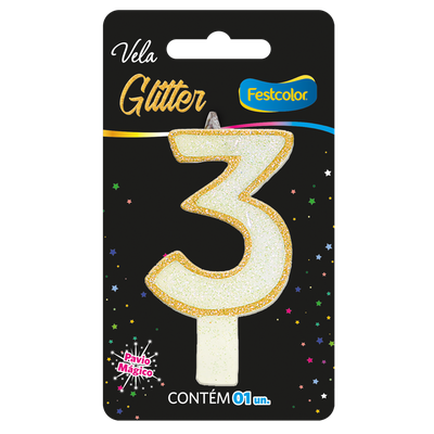 Produto Festcolor - VELA GLITTER DOURADO N° 3