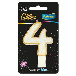 VELA GLITTER DOURADO N° 4