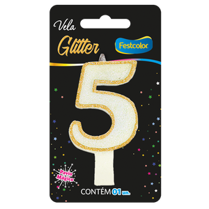 VELA GLITTER DOURADO N° 5