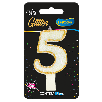 Produto Festcolor - VELA GLITTER DOURADO N° 5