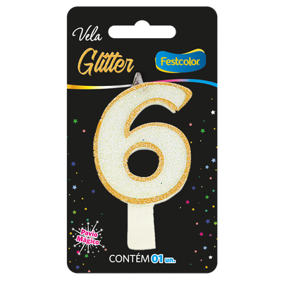 Produto Festcolor - VELA GLITTER DOURADO N° 6