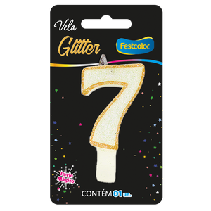 VELA GLITTER DOURADO N° 7
