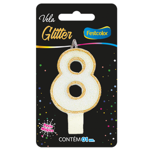 VELA GLITTER DOURADO N° 8