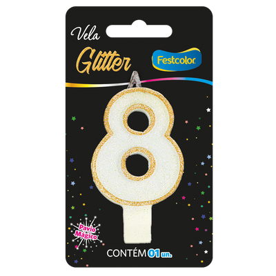 Produto Festcolor - VELA GLITTER DOURADO N° 8