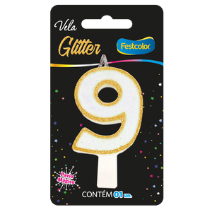 VELA GLITTER DOURADO N° 9