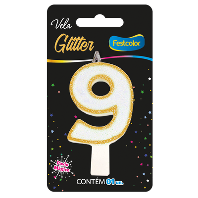 Produto Festcolor - VELA GLITTER DOURADO N° 9