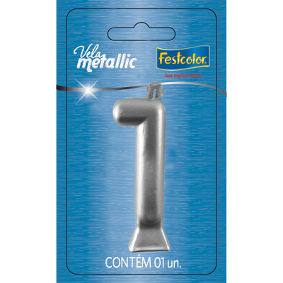 Produto Festcolor - VELA METALLIC PRATA N° 1