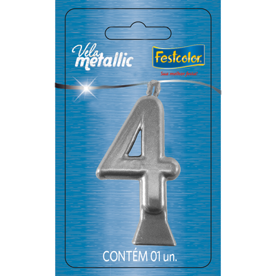 Produto Festcolor - VELA METALLIC PRATA N° 4