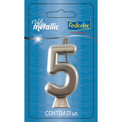 Produto Festcolor - VELA METALLIC PRATA N° 5