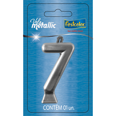 Produto Festcolor - VELA METALLIC PRATA N° 7