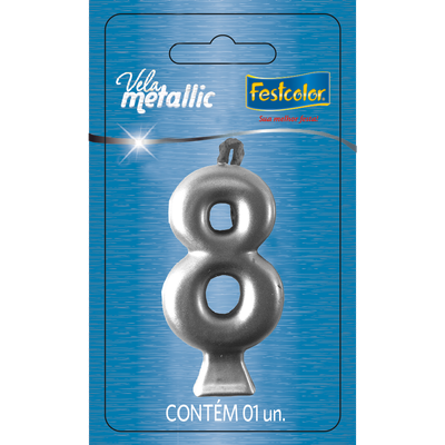 Produto Festcolor - VELA METALLIC PRATA N° 8