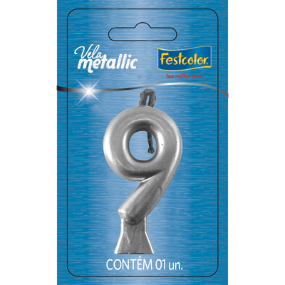Produto Festcolor - VELA METALLIC PRATA N° 9