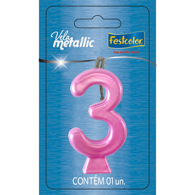 Produto Festcolor - VELA METALLIC ROSA N° 3